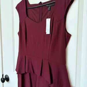 White House Black Market Peplum Pencil Dress in Merlot or Burgundy color